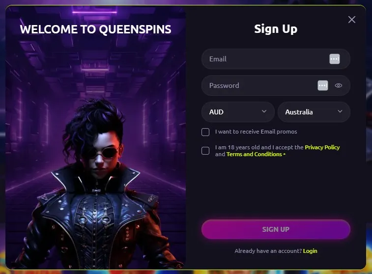 Queenspin registration