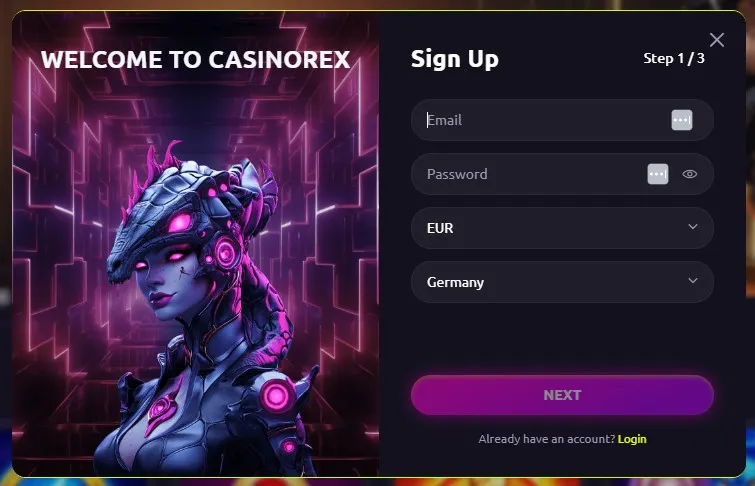 CasinoRex registration